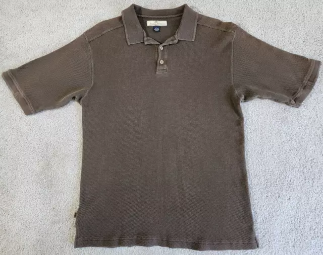 Tommy Bahama Mens Polo Shirt Casual Relaxed Fit Silk Blend Brown Large
