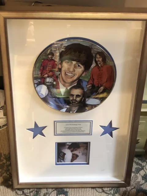 Ringo Starr Signed Gartlan Plate–A/P Framed # 2/40 w PiCTURE of Ringo Signing
