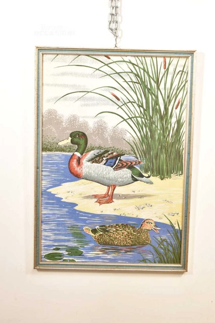 Quadro In Tessuto Intrecciato Raffigurante Coppia Di Animali MOD2 68 X 48 Cm