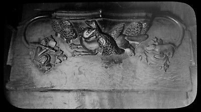 Magic Lantern Slide RIPON CATHEDRAL FOX & GOOSE MISERICORD DATED 1922 PHOTO