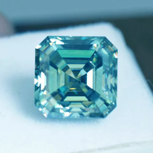 1.00 to 5.00 Ct Blue Color Asscher Cut Brilliant Loose Moissanite VVS1 Clarity