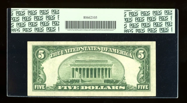 DBR 1934-D $5 Silver Fr. 1654Wi Wide I SA Block PCGS 45 PPQ Serial S38028652A 2