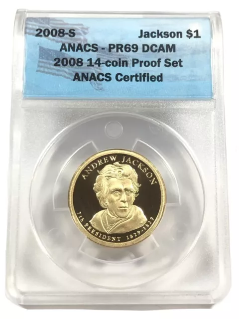 2008-S $1 Presidential Dollar Andrew Jackson ANACS PR69 DCAM