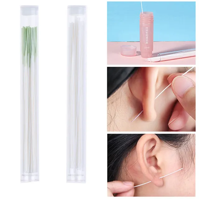 60pcs Earrings Hole Cleaner Disinfection Ear Wires Hole Cleaning Line Pierc F6