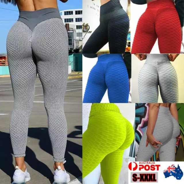 AU Women Anti-Cellulite Yoga Leggings Pants Push Up Scrunch Gym Sports Trousers