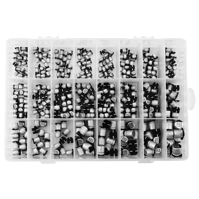400pcs 24 Values SMD Aluminum Electrolytic Capacitor Assorted Kit 1uF - 1000uF