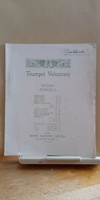 Trumpet Voluntary by Henry Purcell for organ with pedals VINTAGE SHEET MUSIC