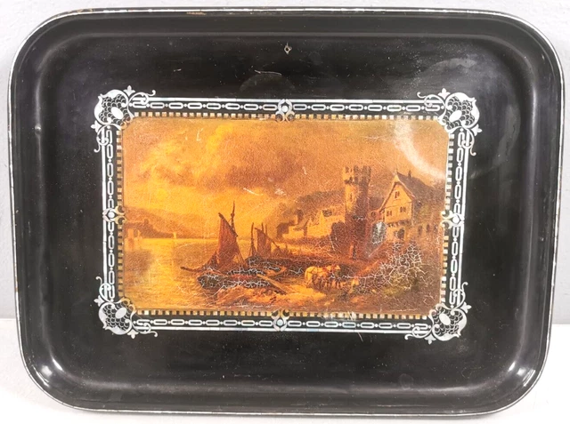 Salubohum Lot 2 Petits Plateaux Décoratifs Acier Inoxydable Noir 23x9,5cm - Ovale