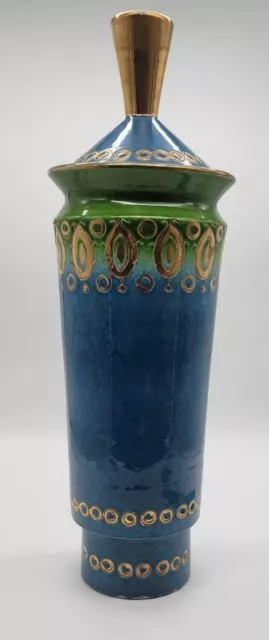 Aldo Londi Bitossi Rosenthal Netter Large Blu Green Jar Urn 1960 MCM Italian