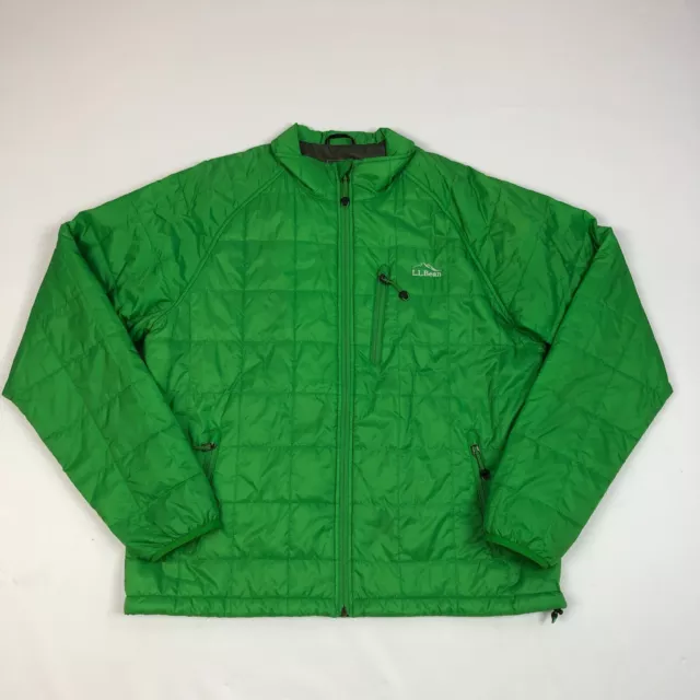 LL Bean Primaloft Packaway Puffer Jacket Mens Large Green Lightweight Quilted