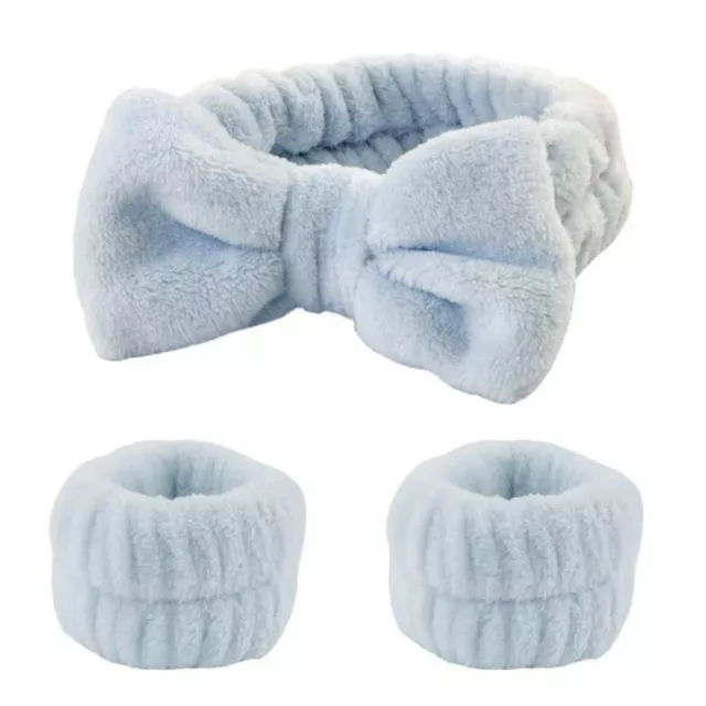 Spa Bow Headband & Wrist Bands - Blue