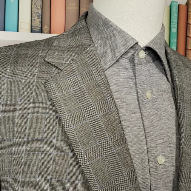 Hart Schaffner Marx Sport Coat Mens 44R Glen Plaid Two Button Single Vent Blazer