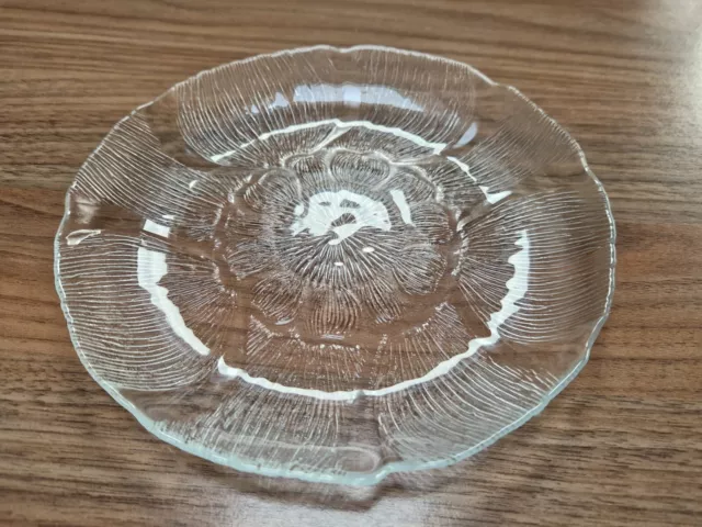 Vintage Retro Arcoroc Fleur Flower French Clear Glass Large Plate 27cm