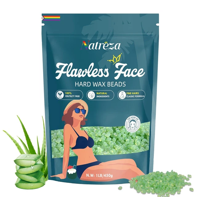 Hard Wax Beads for Hair Removal, 1Lb Aloe Vera Waxing Beads for Sensitive Skin,