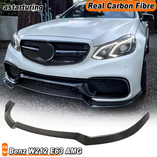 For Mercedes Benz W212 E63 AMG 14-15 Real Carbon Fiber Front Bumper Lip Spoiler