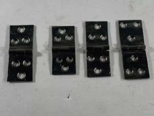 4 Small Cabinet Hinges Black 1" x  2+"  Salvage door hardware