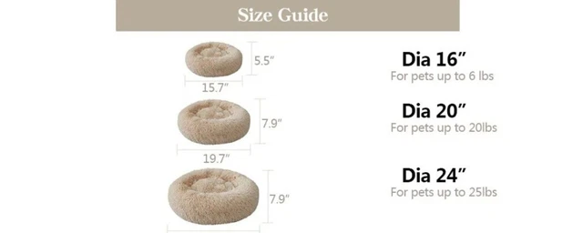 Donut Plush Pet Dog Cat Bed Fluffy Soft Warm Calming Bed Sleeping Kennel 3