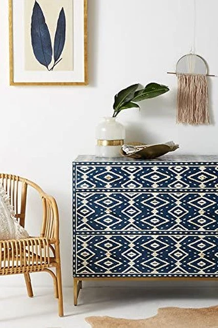 Ikat Inlay Three-Drawer Dresser