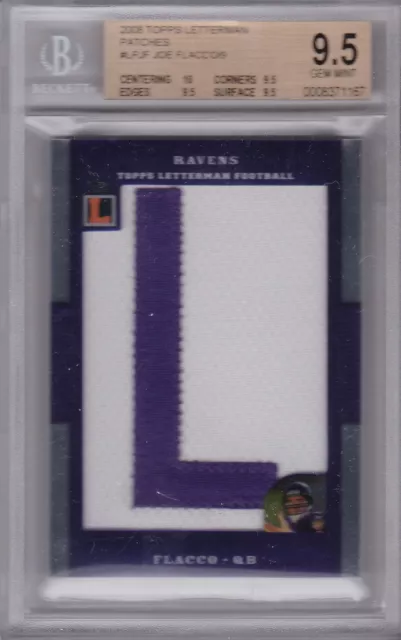 True 1/1 JOE FLACCO 2008 Topps Letterman Patches "L" One card for each letter