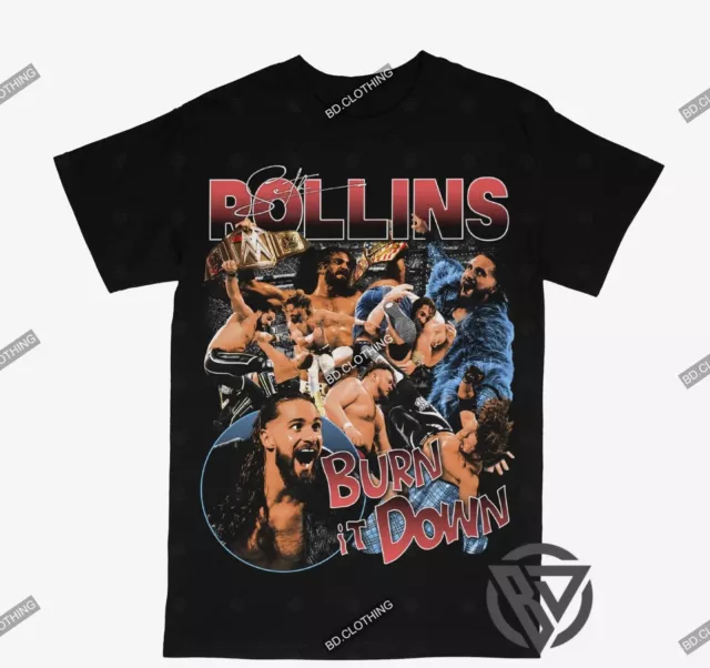 Seth Rollins Tee Shirt Freakin Wrestler WWF ECW WCW WRESTLING BLACK TEE T-SHIRT