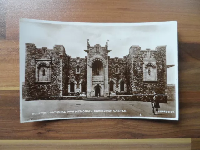 Old postcard - Edinburgh castle Scottish war memorial - real photo Valentine's