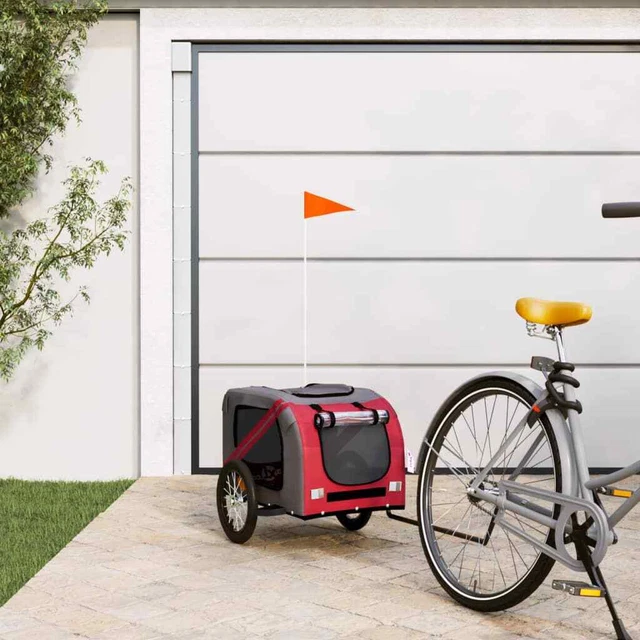 Remolque de bicicleta para perros hierro tela Oxford verde gris vidaXL