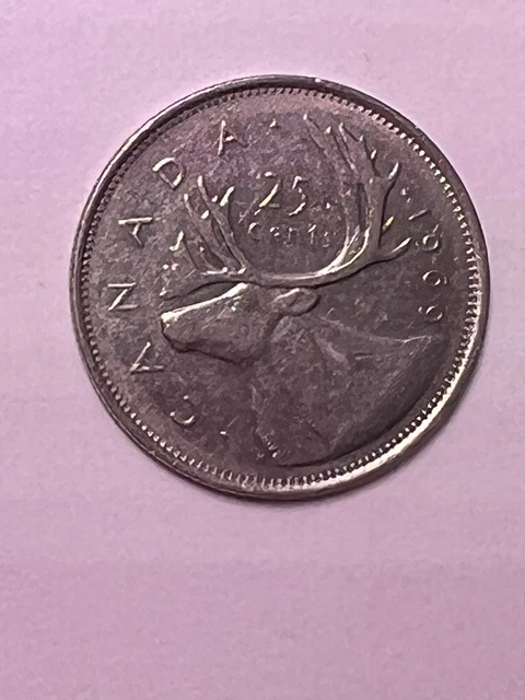 Vintage 1969 Canada 25 Cent Coin