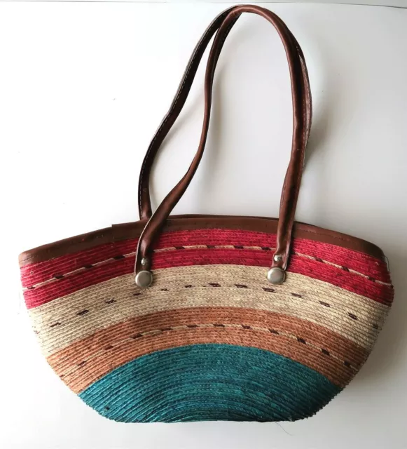 Colorful Straw Purse - Beach Bag - Handbag - Hand Made In Mexico