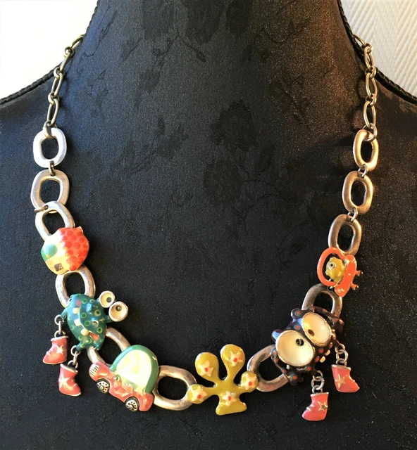 Collier Vintage Taratata Collection Tante Hélène - Pendentif Multicolore Signé - France