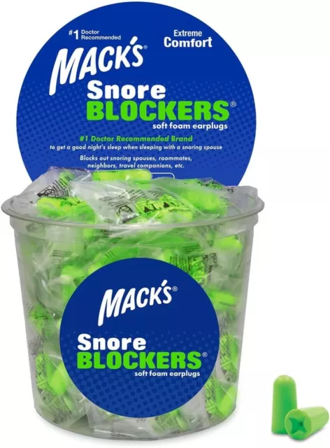 Mack's Tub of Snore Blockers Soft Foam Earplugs 100 Pairs