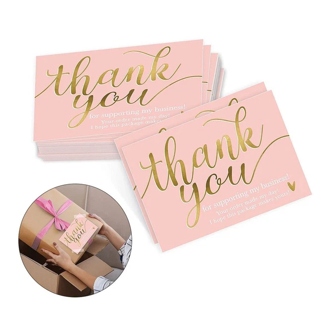 Pack De 50 Cartes De Remerciement - Cartes Vierges Roses élégantes Pour Clients, Amis, Famille - Remerciements Professionnels Ou Personnels