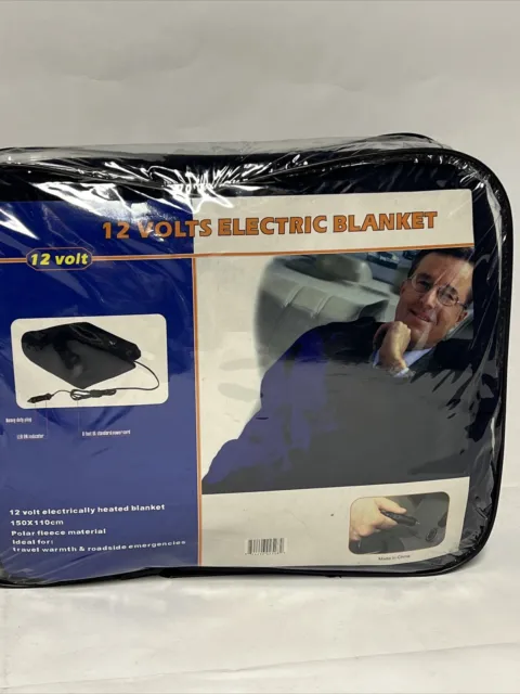 Electric Blanket for Car - Heated 12 Volt Plug-in Fleece Travel Throw BLUE - NEW