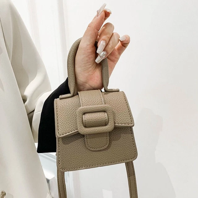 TRAPEZOID CROSSBODY BAG Lychee Pattern Small Bags Cute Lipstck Bag