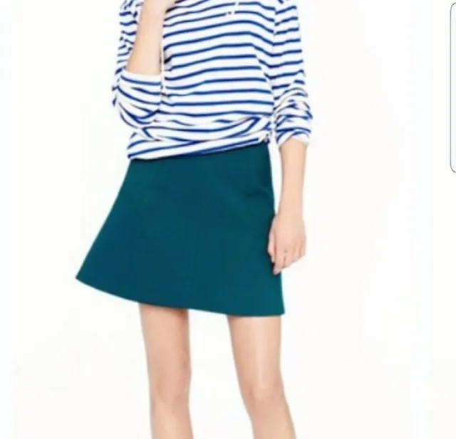 J CREW Teal Fluted Double Crepe A-Line Skirt