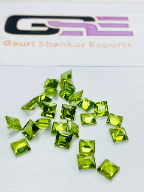 Peridot Faceted Square Cut Loose Gemstone 5 MM to 7 MM Natural Calibrated DG