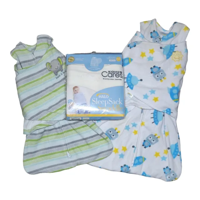 NEW HALO Sleep Sack Swaddle Newborn-Small Boys Blue Green Wearable Blanket