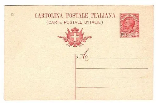 Regno d'Italia - Cartolina Postale Leoni Bilingue 10 cent. 1908 nuova