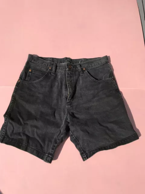 Vintage Black Denim Wrangler Jean Shorts 31MWZWK 32" Waist can be worn Unisex