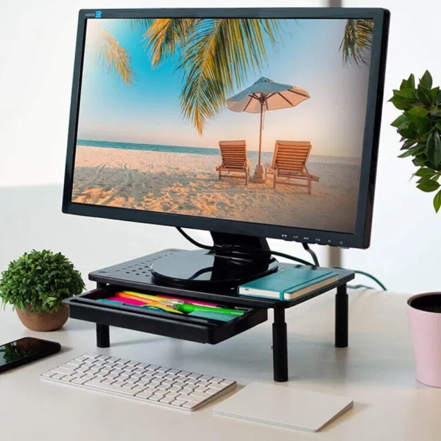 Computer Laptop Monitor Stand Riser Height Adjustable Desktop Shelf Space Saver