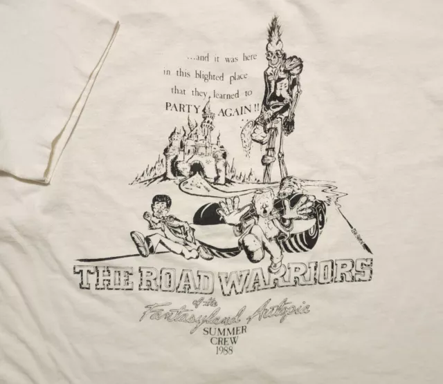 Vintage 1988 Disneyland Fantasyland Autopia Crew Road Warriors USA Large Shirt