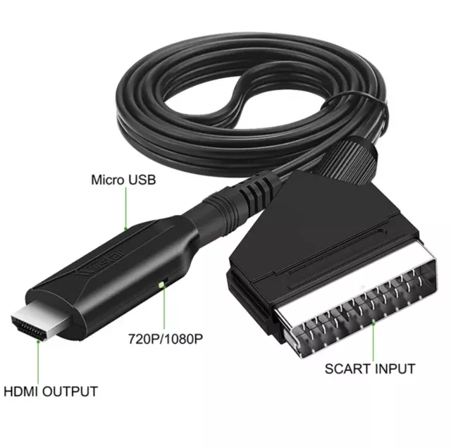 Scart zu HDMI Adapter Kabel Konverter HDMI Scart Wandler für Videorekorder DVD 2