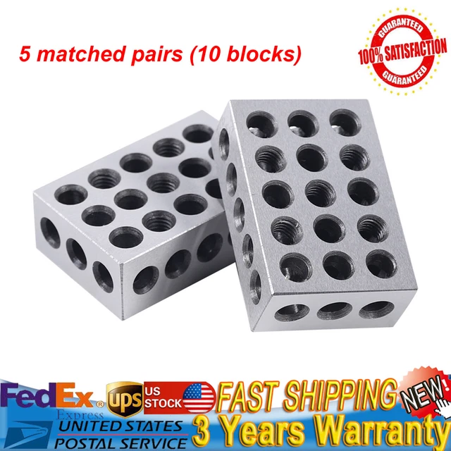 5 Matched Pair 1-2-3 Blocks 23 Holes .0001" Machinist 123 Jig Ultra Precision