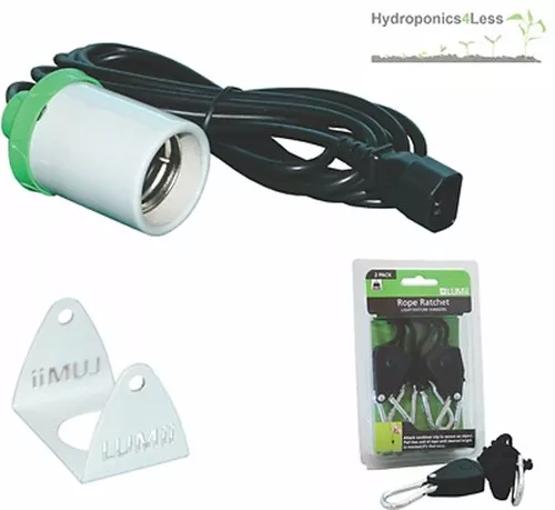 HPS MH CFL Lamp Holder Grow Light Bulb Kit Pendant E40 4m Cord Hydroponics LUMii