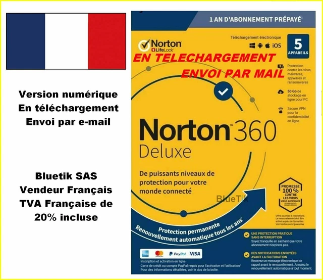 AVEC CB NORTON 360 DELUXE 2024 ESD 5 Appareils 5APP 1 AN 50GB CLOUD