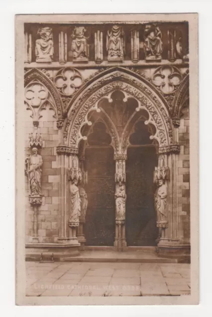 Lichfield Cathedral West Door, WHS Real Photo Postcard, B096