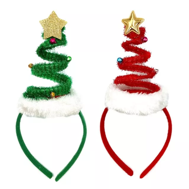 Christmas Tree Headband Spring Coil Bell Hair Hoop Elastic Holiday Photo Props