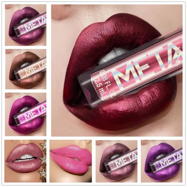 Long Lasting Lip Liquid Matte Metallic Glitter Lipstick Lip Gloss Makeup Hot