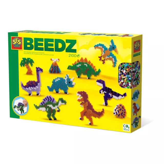 SES CREATIVE Beedz Dino World 2100 Iron-on Beads Mosaic Art Kit