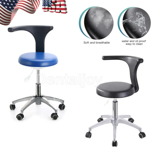 Dental Doctor Assistant Stool Mobile Chair Adjustable Height PU Leather