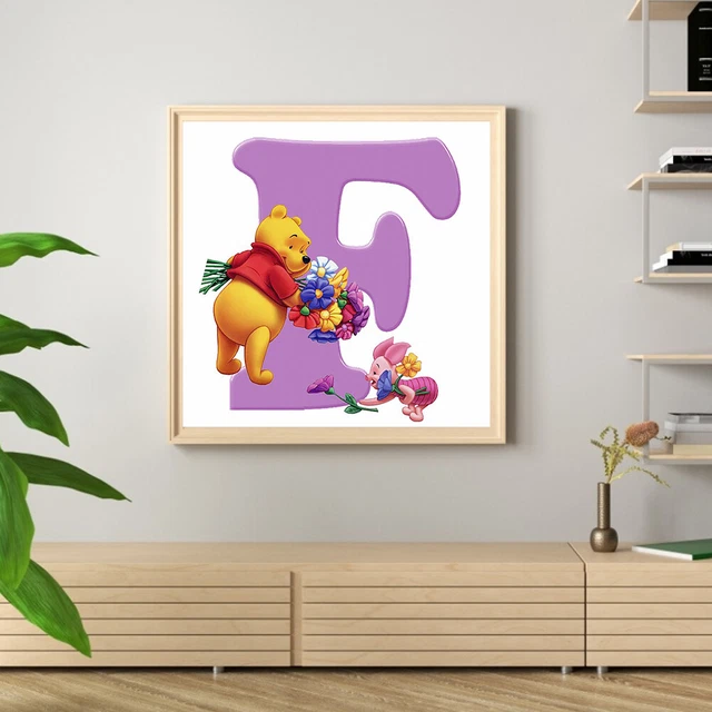 5D DIY Full Round Drill Diamond Painting Winnie the Pooh Letter F Kit Dekoration